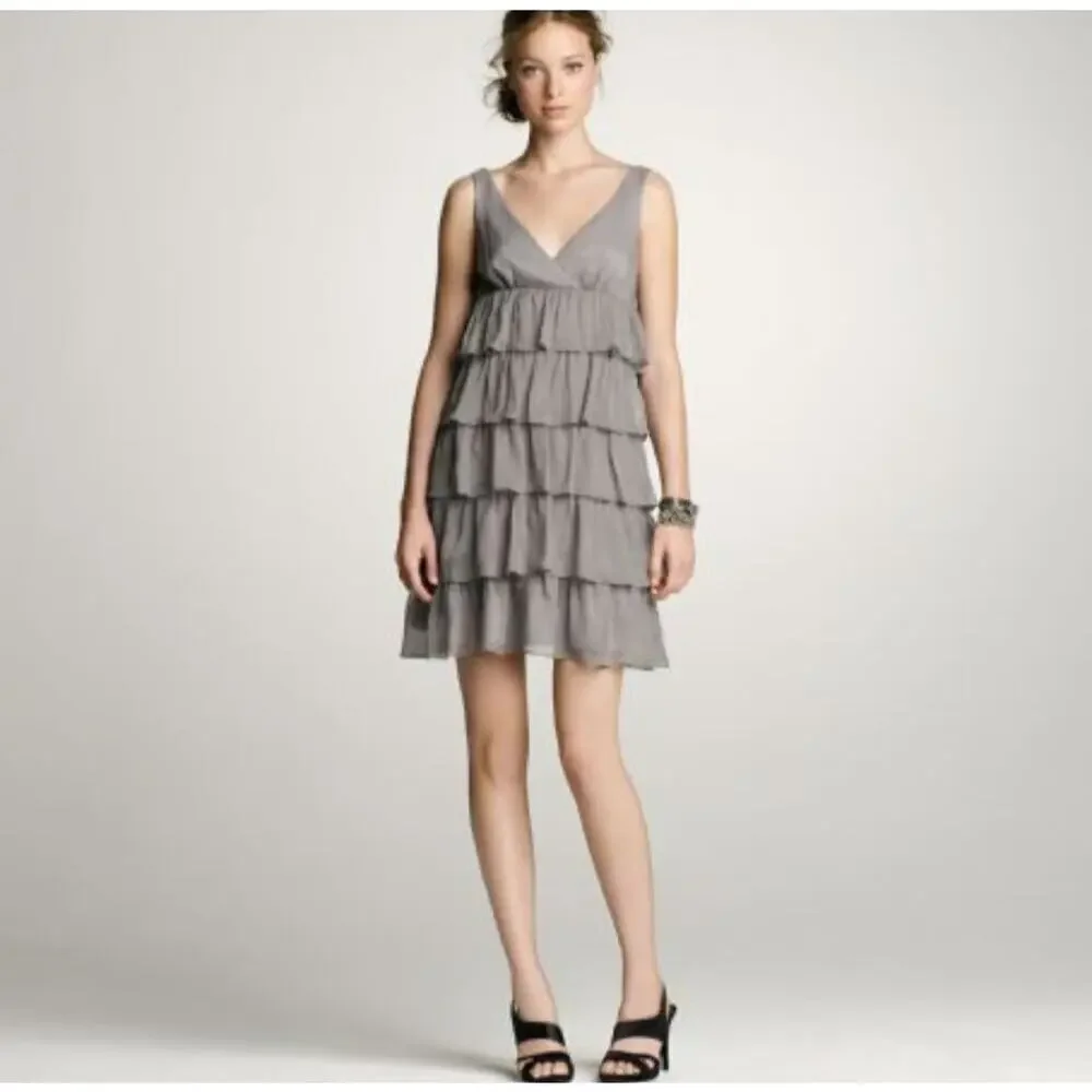 NWT J. Crew Women's Silk Tiered Dress Size 4P
